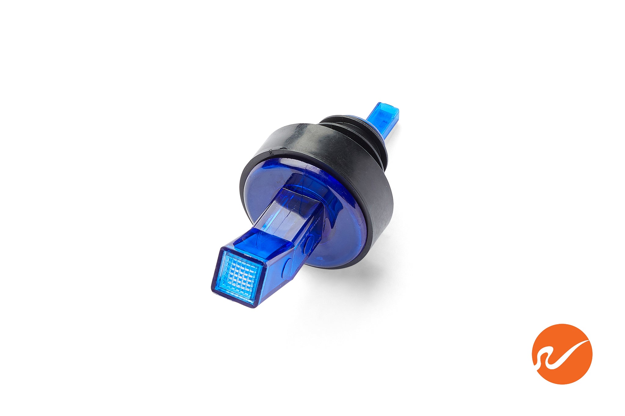 Blue Plastic Pour Spouts w/ Bug Screen & Grip Collar - WidgetCo