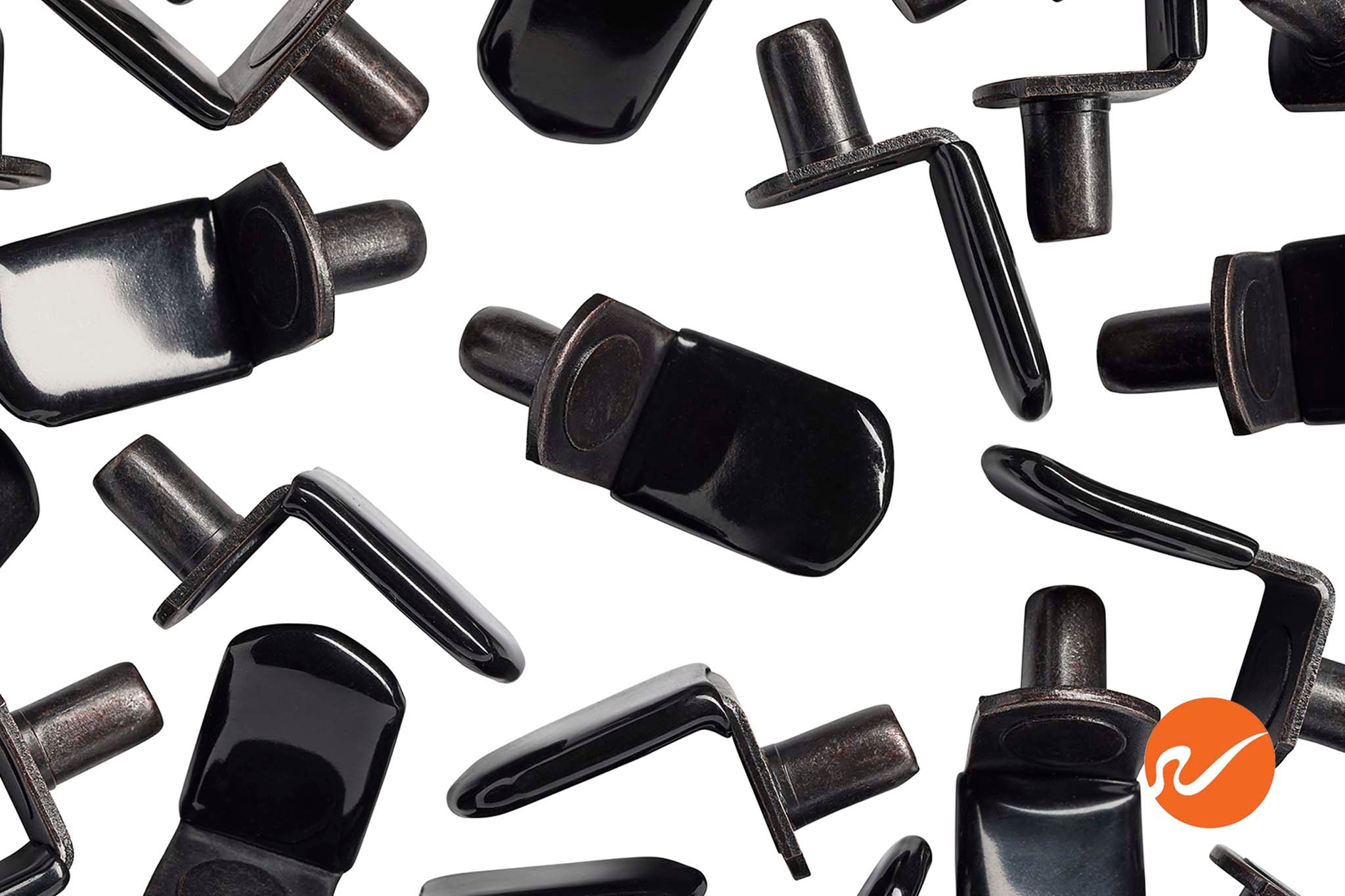 1/4" Matte Black "L" Shelf Pins w/ vinyl