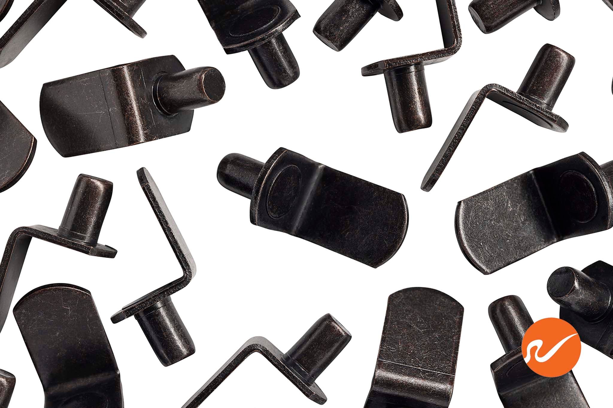 1/4" Matte Black "L" Shelf Pins