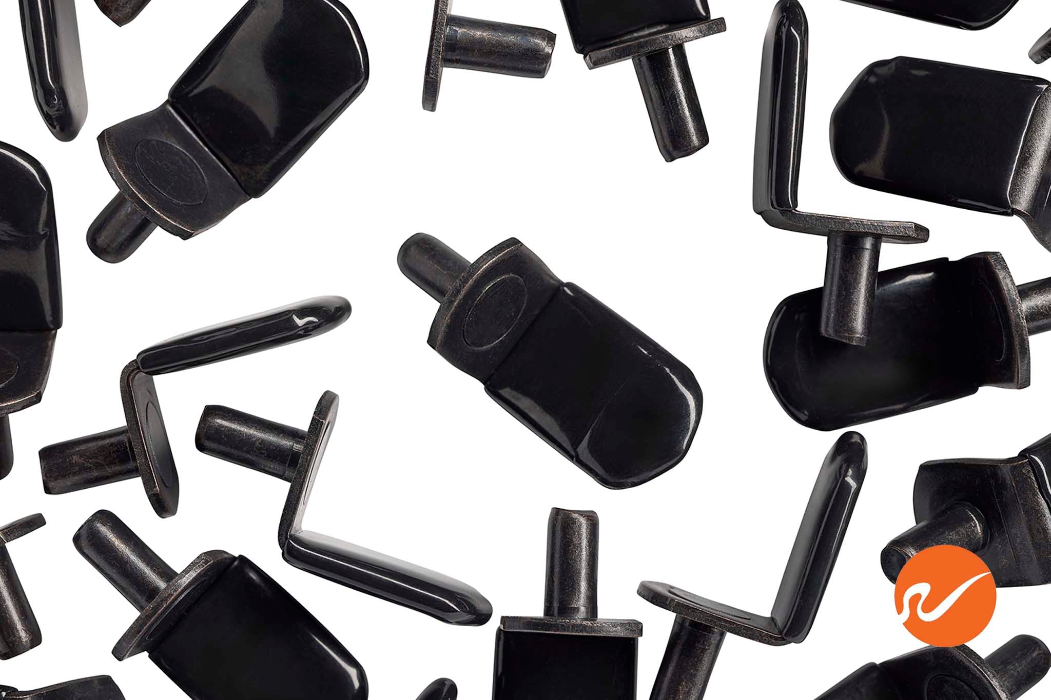 5mm Matte Black "L" Shelf Pins w/ vinyl