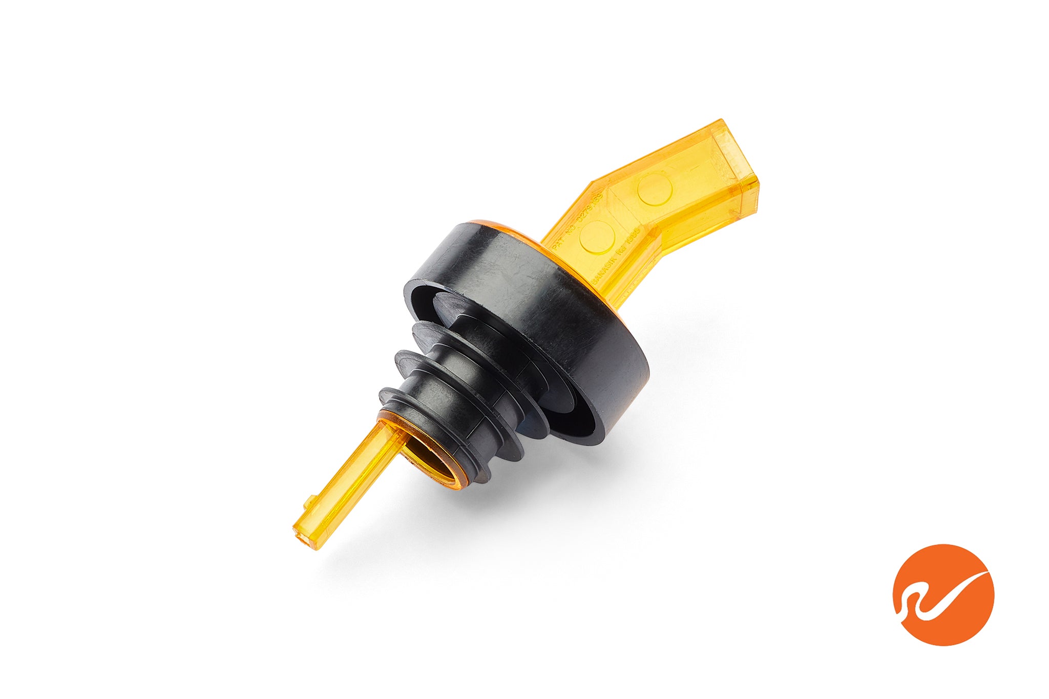 Amber Plastic Pour Spouts w/ Bug Screen & Grip Collar - WidgetCo