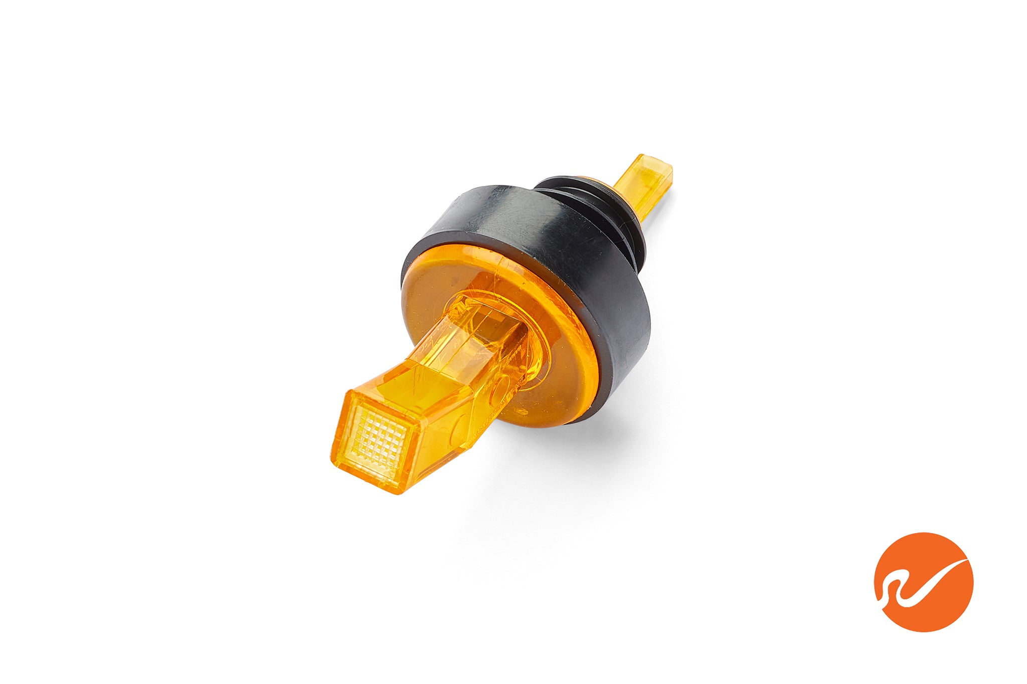 Amber Plastic Pour Spouts w/ Bug Screen & Grip Collar - WidgetCo